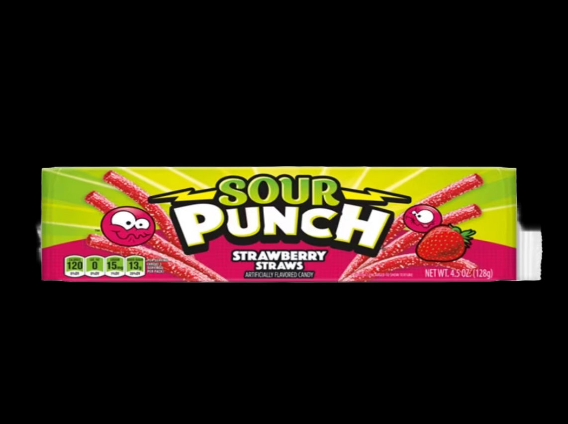 Sour punch strawberry flavoured straws